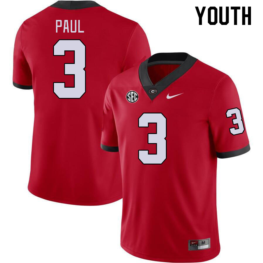 Youth #3 Andrew Paul Georgia Bulldogs College Football Jerseys Stitched-Red